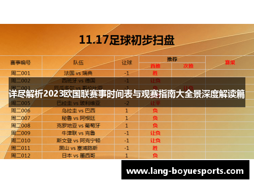 详尽解析2023欧国联赛事时间表与观赛指南大全景深度解读篇